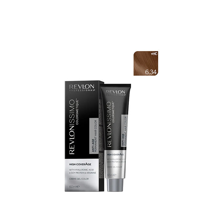 REVLON PROFESSIONAL Revlonissimo Colorsmetique High Coverage Permanent Hair Color - HC 6.34 (60 ml)
