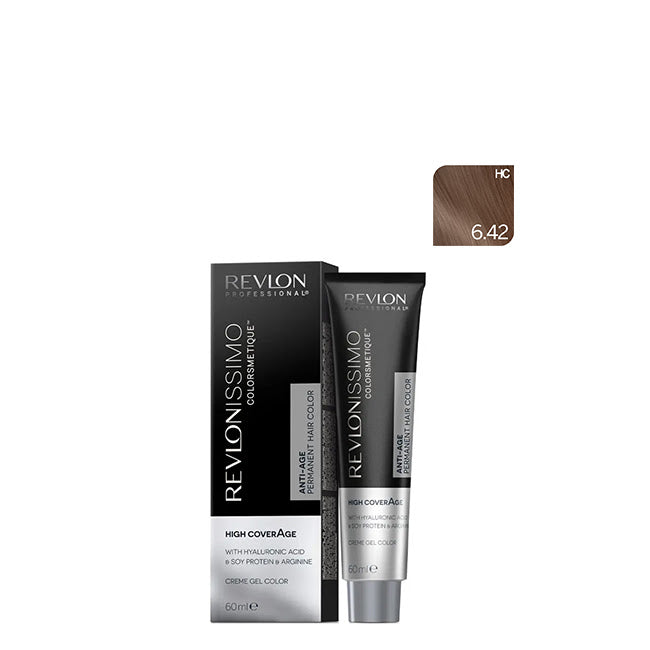 Revlon Revlonissimo Colorsmetique High Coverage Coloración Permanente Tono 6,42 Rubio Oscuro Cobrizo Iridiscente 60ml