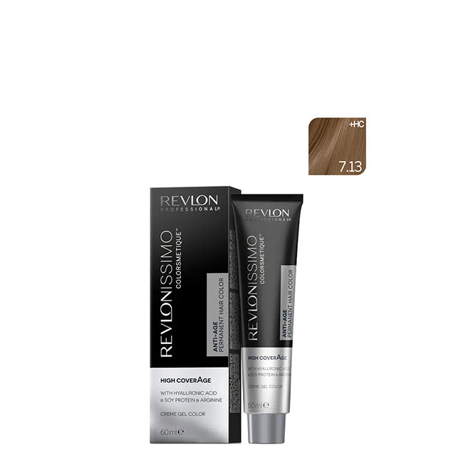 Revlon Revlonissimo Colorsmetique High Coverage Coloración Permanente Tono 7,13 Rubio Ceniza Dorado Medio 60ml