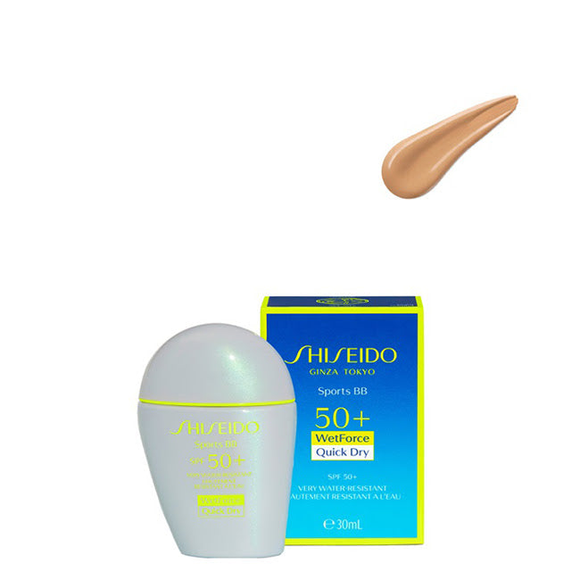 Crema solar BB deportiva Shiseido FPS 50+ color oscuro 30 ml