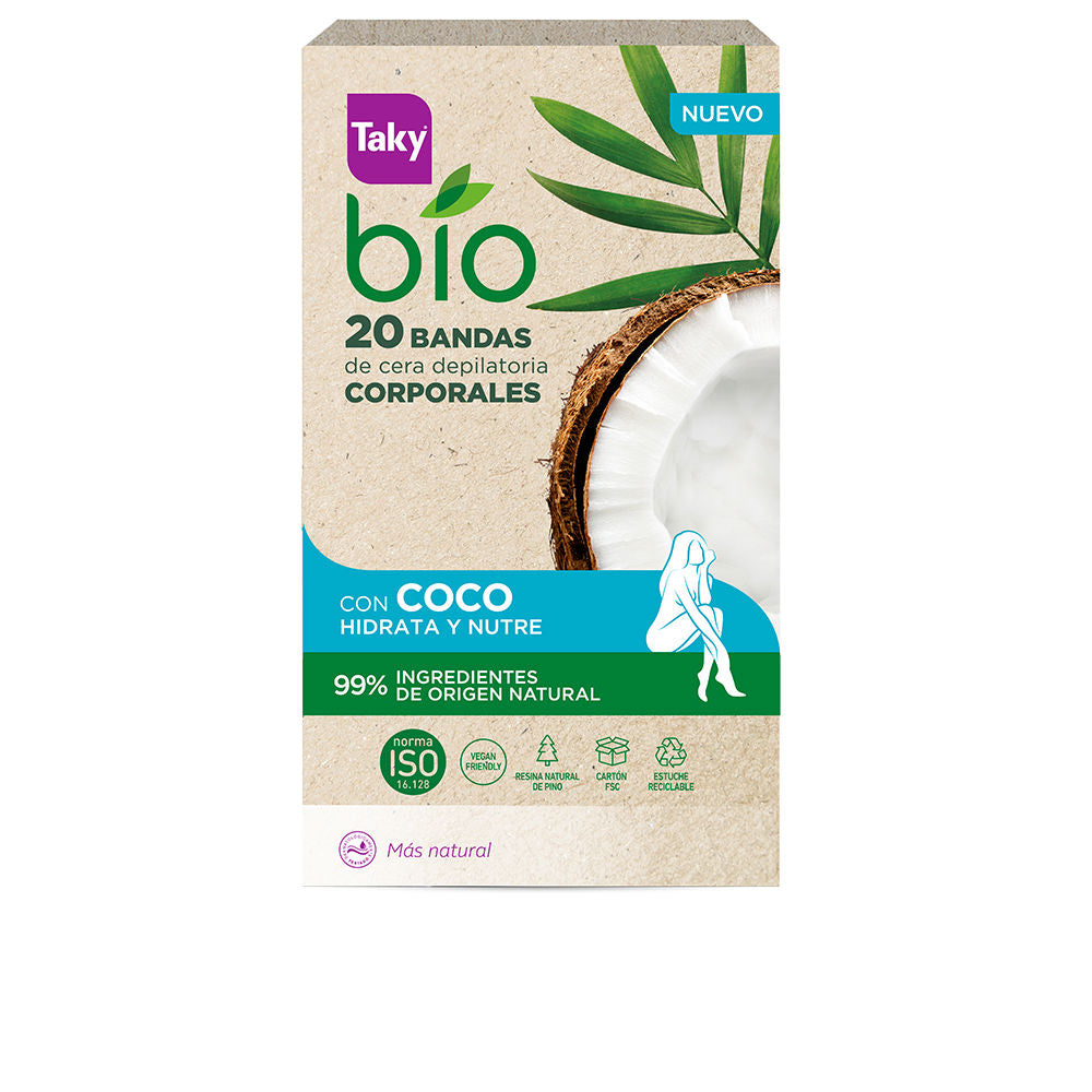 Taky Bio Bandas de Cera Corporal de Coco x20