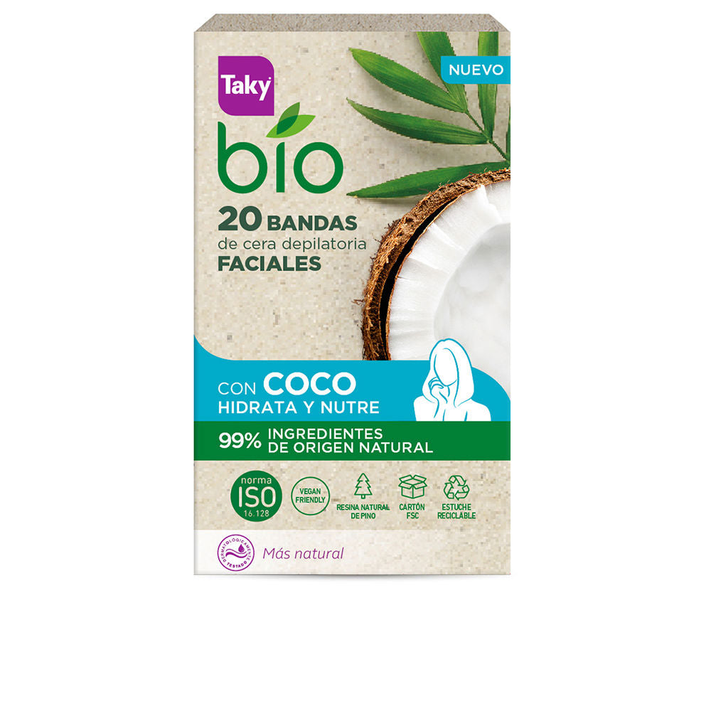 Taky Bio Bandas de Cera Facial de Coco x20