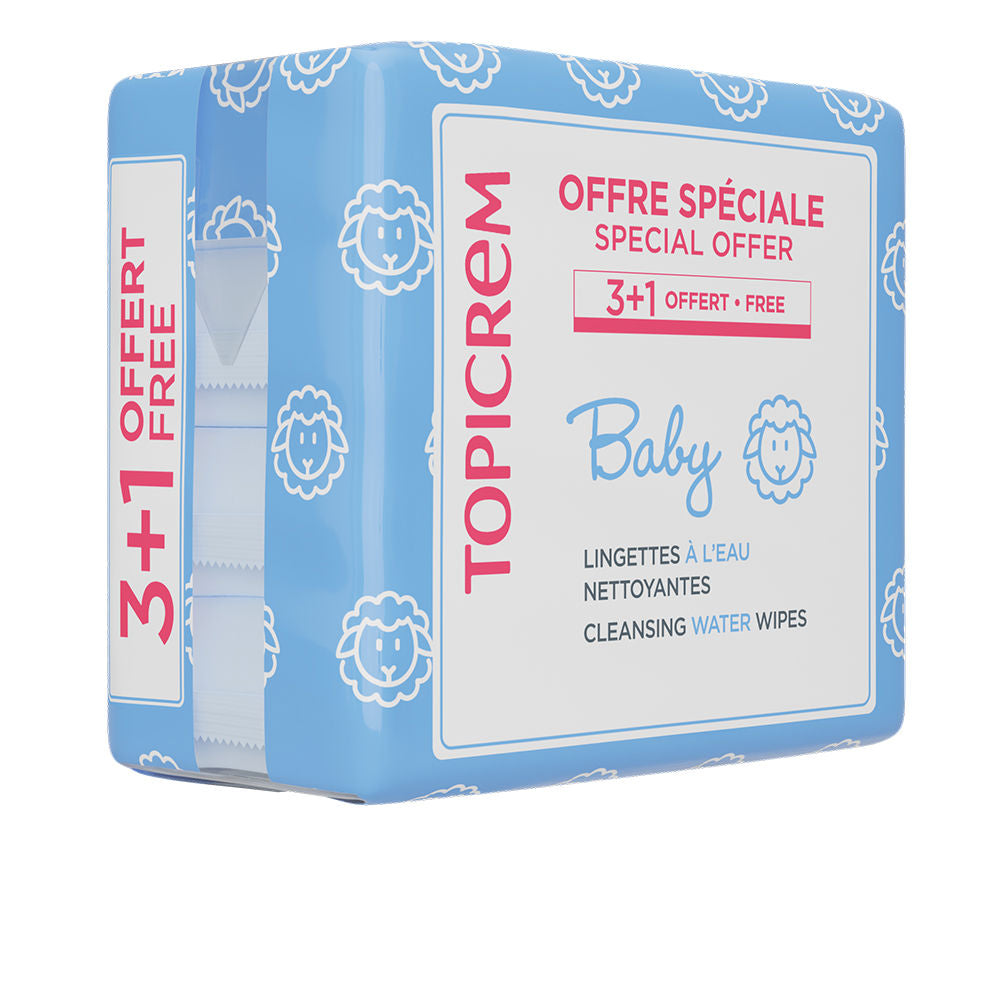 Topicrem Pack Baby Toallitas Limpiadoras Agua 4x60 uds