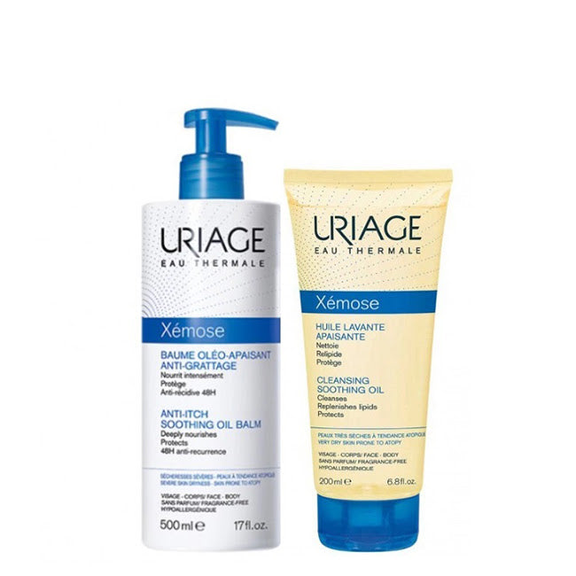 Uriage Xémose Set Beruhigender Öl-Balsam 500 ml + Reinigungsöl 200 ml