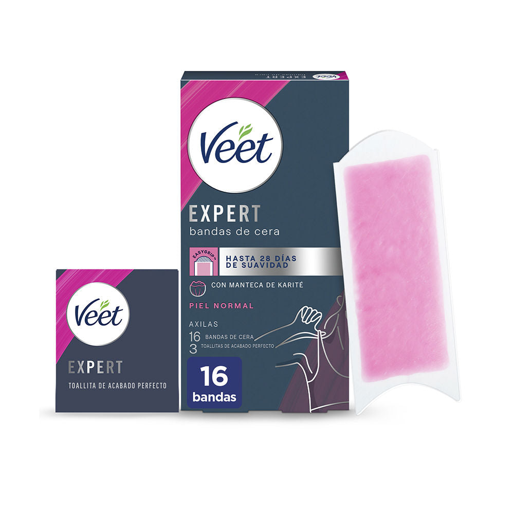 Bandas de cera para axilas Veet Expert para piel normal (16 unidades)