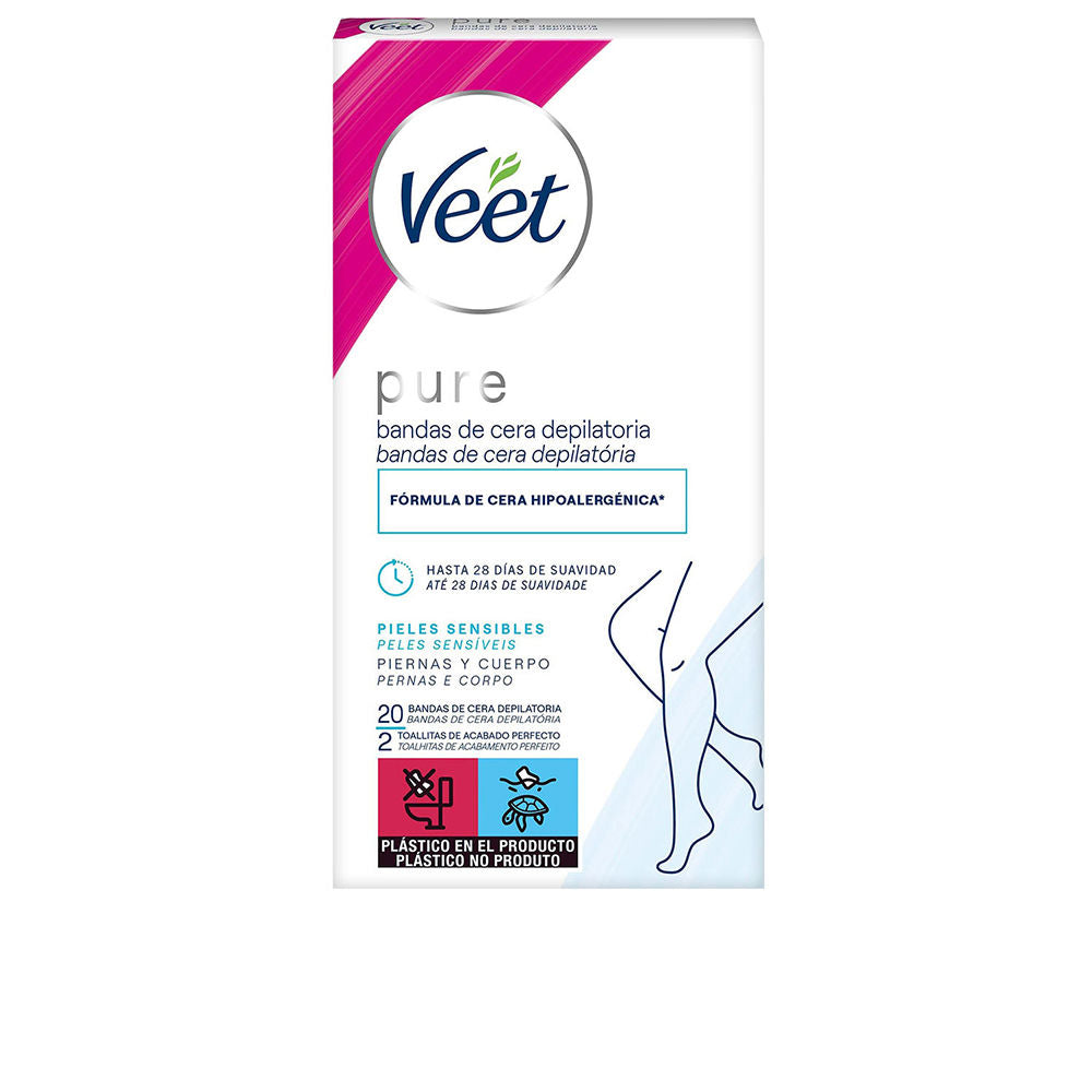 Bandas de cera corporal Veet Pure para piel sensible x20