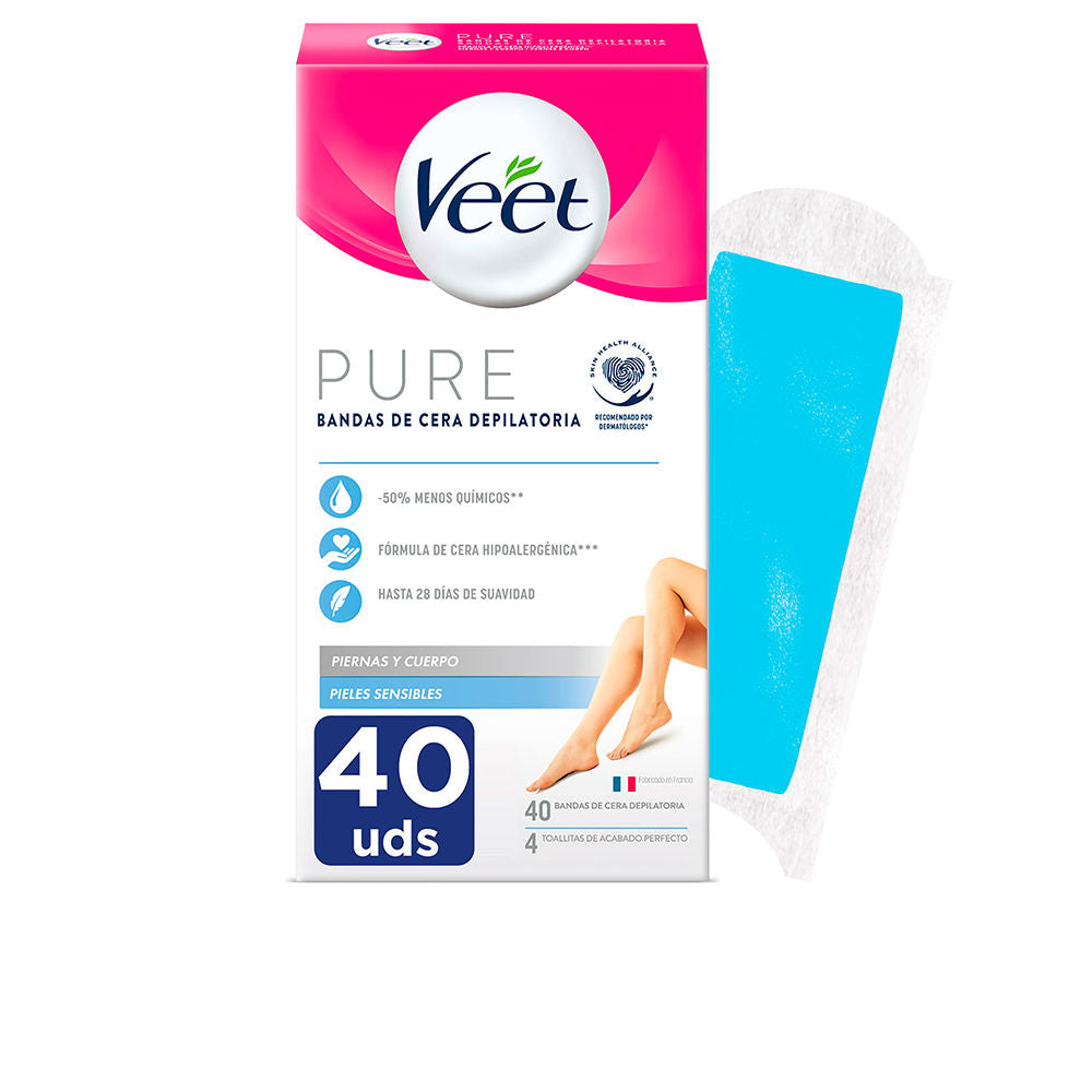 Bandas de cera corporal Veet Pure para piel sensible x40