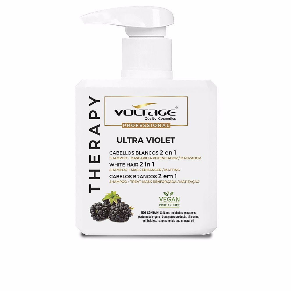 Champú-mascarilla 2 en 1 para cabello blanco Voltage Cosmetics Therapy Ultra Violet 500 ml