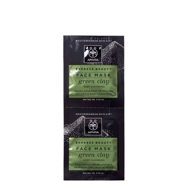 Apivita Express Beauty Máscara Limpeza Profunda Argila Verde 2x8ml