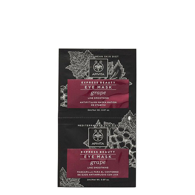 Mascarilla antiarrugas para ojos Apivita Express Beauty de uva (2 x 2 ml)