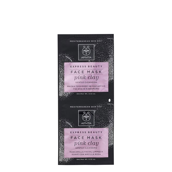 Apivita Express Beauty Máscara Limpeza Suave Argila Rosa 2x8ml