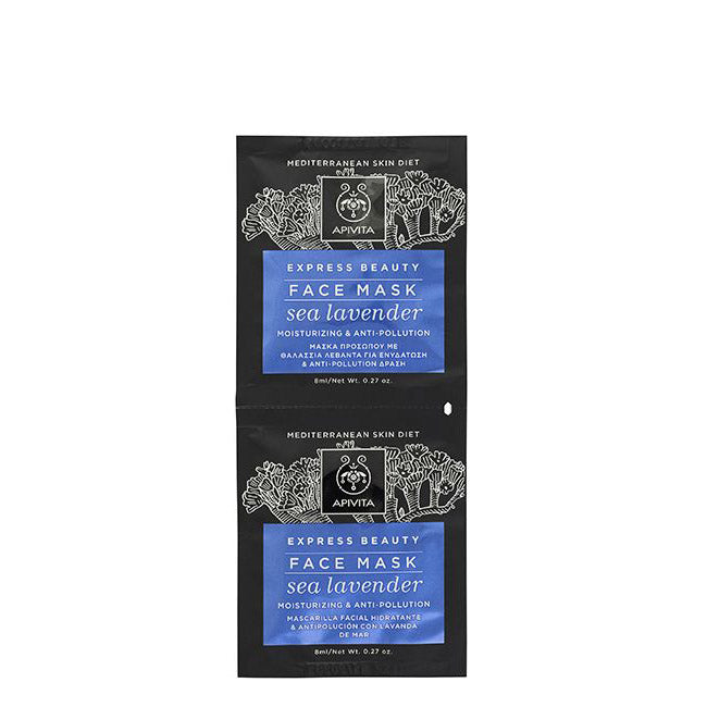 Apivita Express Beauty Máscara Hidratante & Antipoluição Lavanda-do-Mar 2x8ml