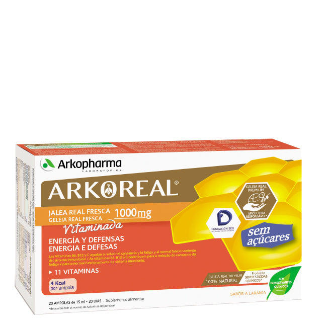 Arkoreal - Viales de gelatina vitamínica de naranja sin azúcar x20