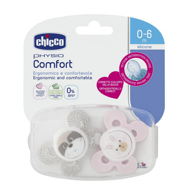 Chicco Physio Comfort Chupeta Silicone Girl 0-6M 2unid