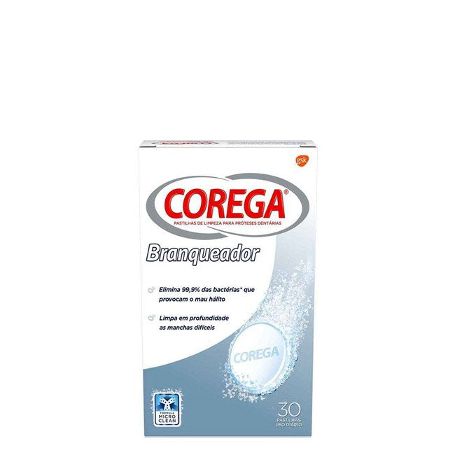 Corega Branqueador Pastilhas Limpeza 30unid