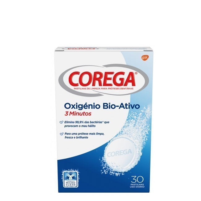 Corega Oxigénio Bio-Ativo Pastilhas Limpeza 30unid