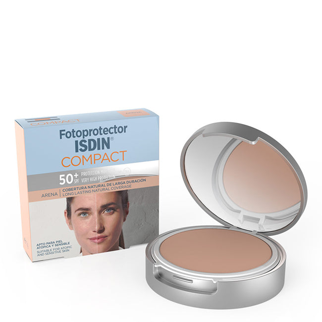 ISDIN Fotoprotector Compact Arena SPF 50+ (10 g) | Protector Solar en Base de Maquillaje Compacto | Protege, Unifica el Tono y Aporta una Cobertura Mate de Larga Duración