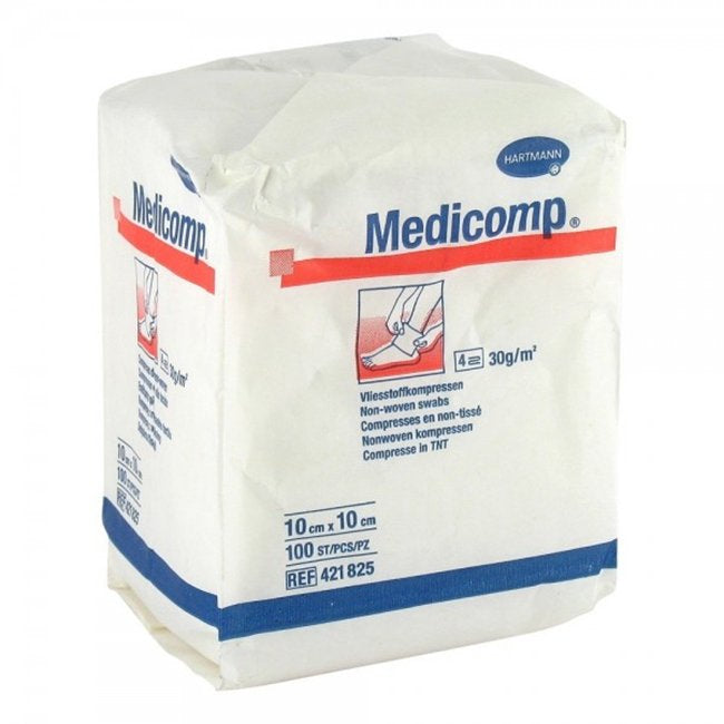 Medicomp Compressas Não Tecido 10cm x 10cm 100unid