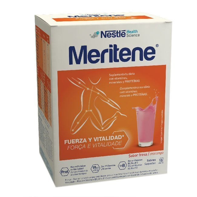 Meritene Morango Suplemento Bebida Solúvel em Pó 15unid