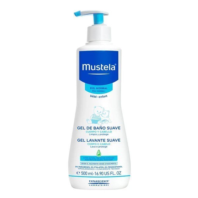 Mustela Piel Normal Gel De Baño Suave Cuerpo Y Cabello Bebe 500 Ml – imagen 2