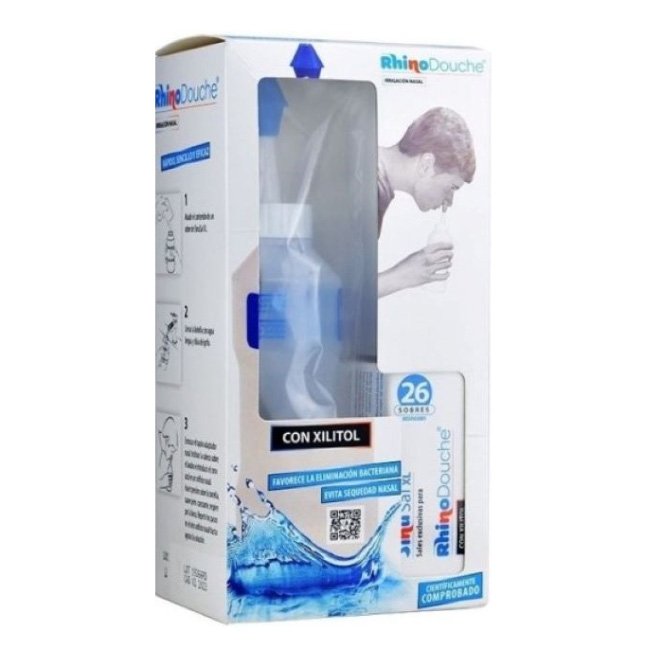 Rhinodouche Kit de Lavagem Nasal Garrafa + Sachês de Sal XL