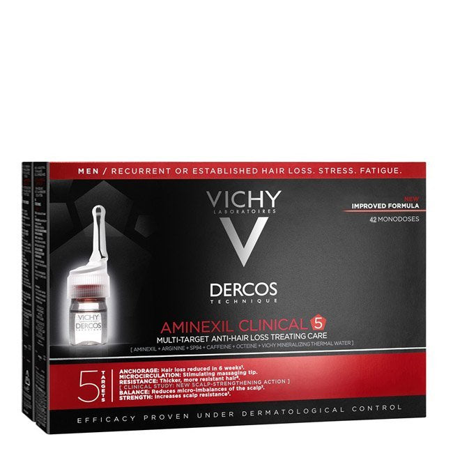 Vichy Dercos Aminexil Clinical 5 Ampolas Tratamento Antiqueda Homem 42unid