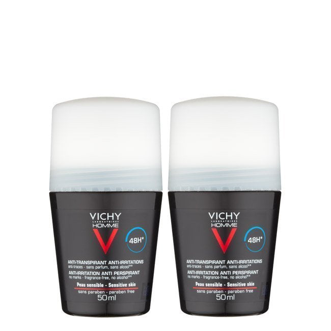 Vichy Homme Duo Desodorizante 48h Roll-On Peles Sensíveis 2x50ml