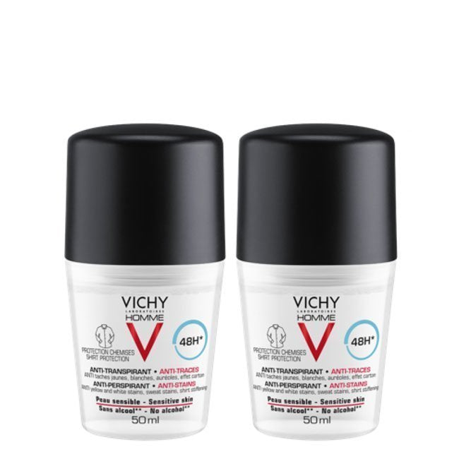 Vichy Homme Duo Desodorizante Roll-On 48h Antimanchas 2x50ml